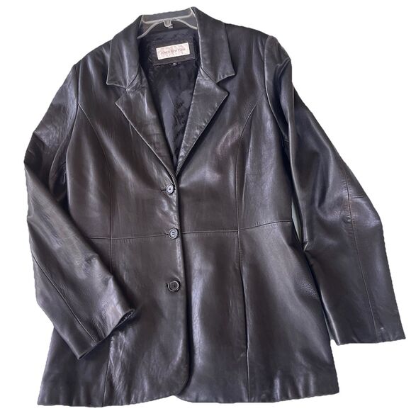 Vintage Jones New York Leather Jacket/Blazer Womens XL Black Retro Classic - Picture 3 of 13